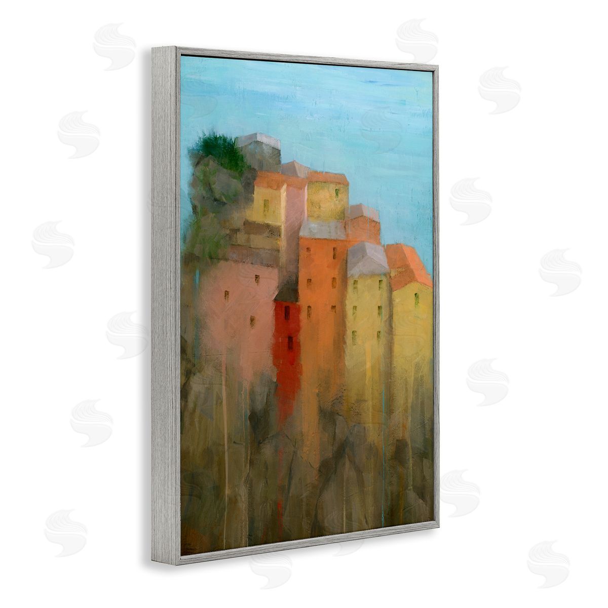 Stephen Mitchell Tall Seaside Architecture Gray Framed Giclee Wall Art Print