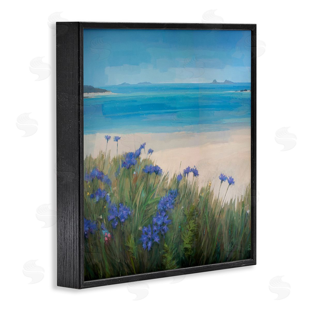 Stephen Mitchell Seaside Bluebell Flowers Black Framed Giclee Wall Art Print