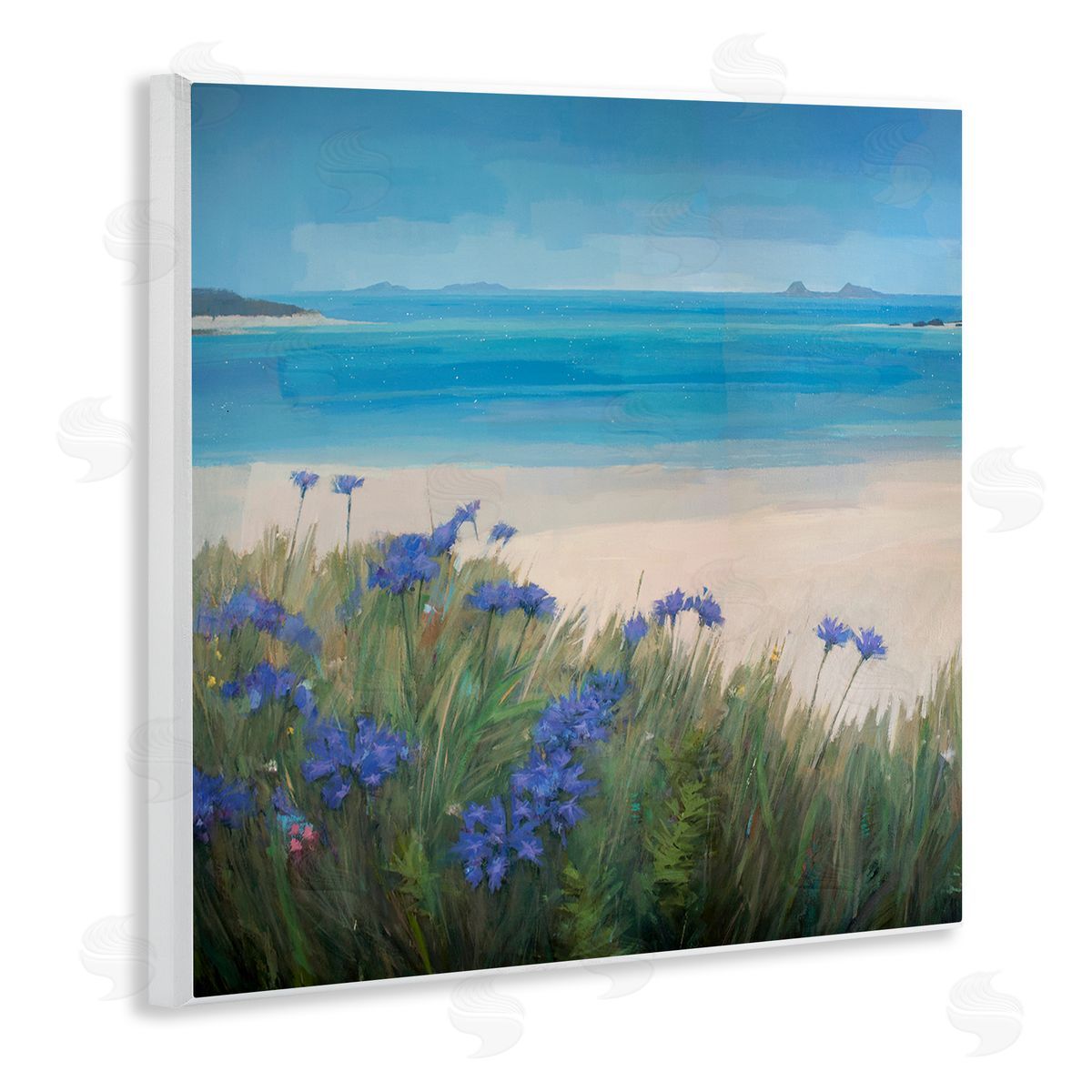 Stephen Mitchell Seaside Bluebell Flowers Wooden Wall Plaque Art Print