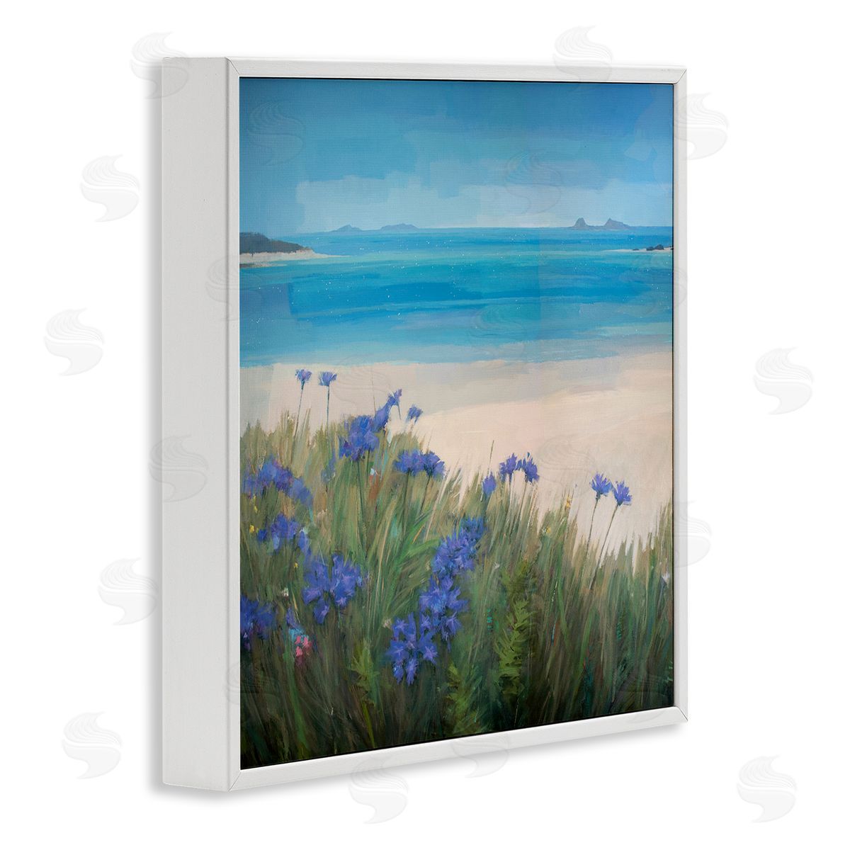 Stephen Mitchell Seaside Bluebell Flowers White Framed Giclee Wall Art Print