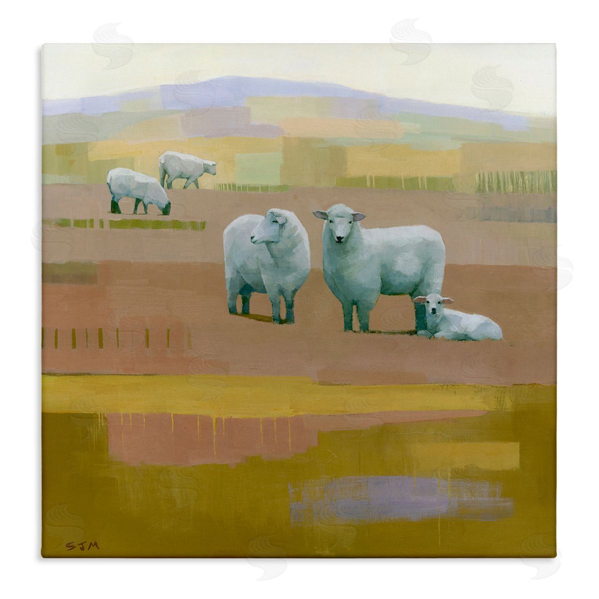 Stephen Mitchell Sheep Grazing Pasture Canvas Wall Art Print