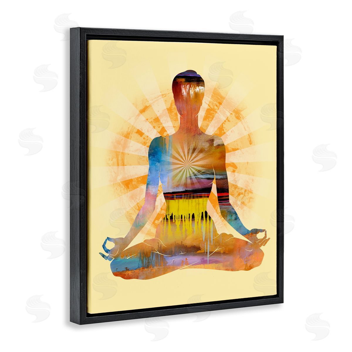 Tim Parker Mindful Meditation Pose Black Floating Frame Canvas Wall Art Print