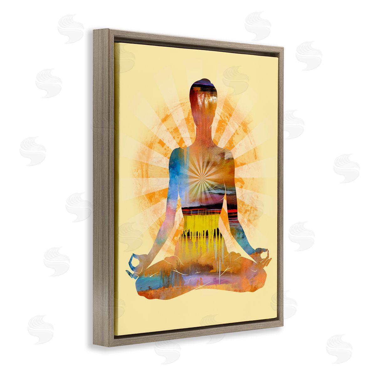 Tim Parker Mindful Meditation Pose Brown Floating Frame Canvas Wall Art Print