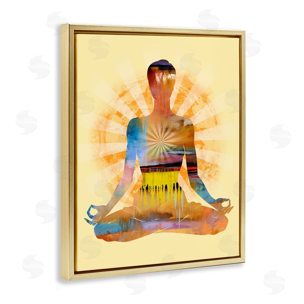 Tim Parker Mindful Meditation Pose Gold Floating Frame Canvas Wall Art Print