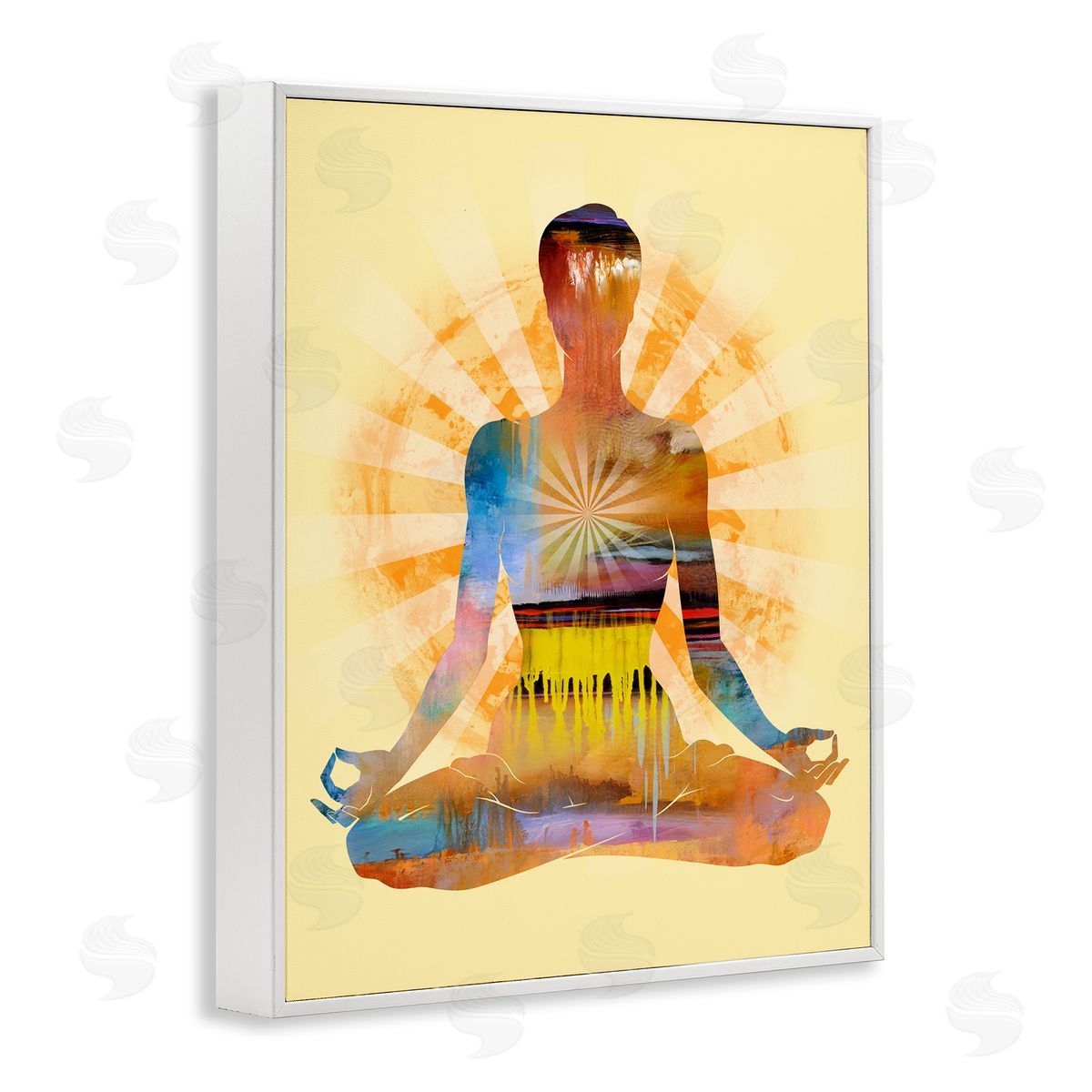 Tim Parker Mindful Meditation Pose White Framed Giclee Wall Art Print