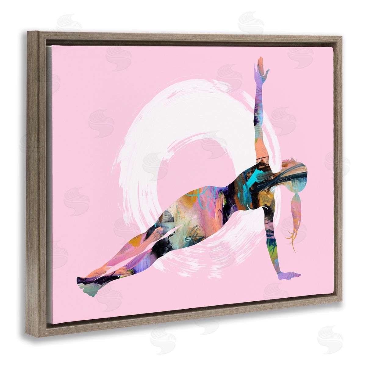 Tim Parker Abstract Yoga Exercise Brown Floating Frame Canvas Wall Art Print