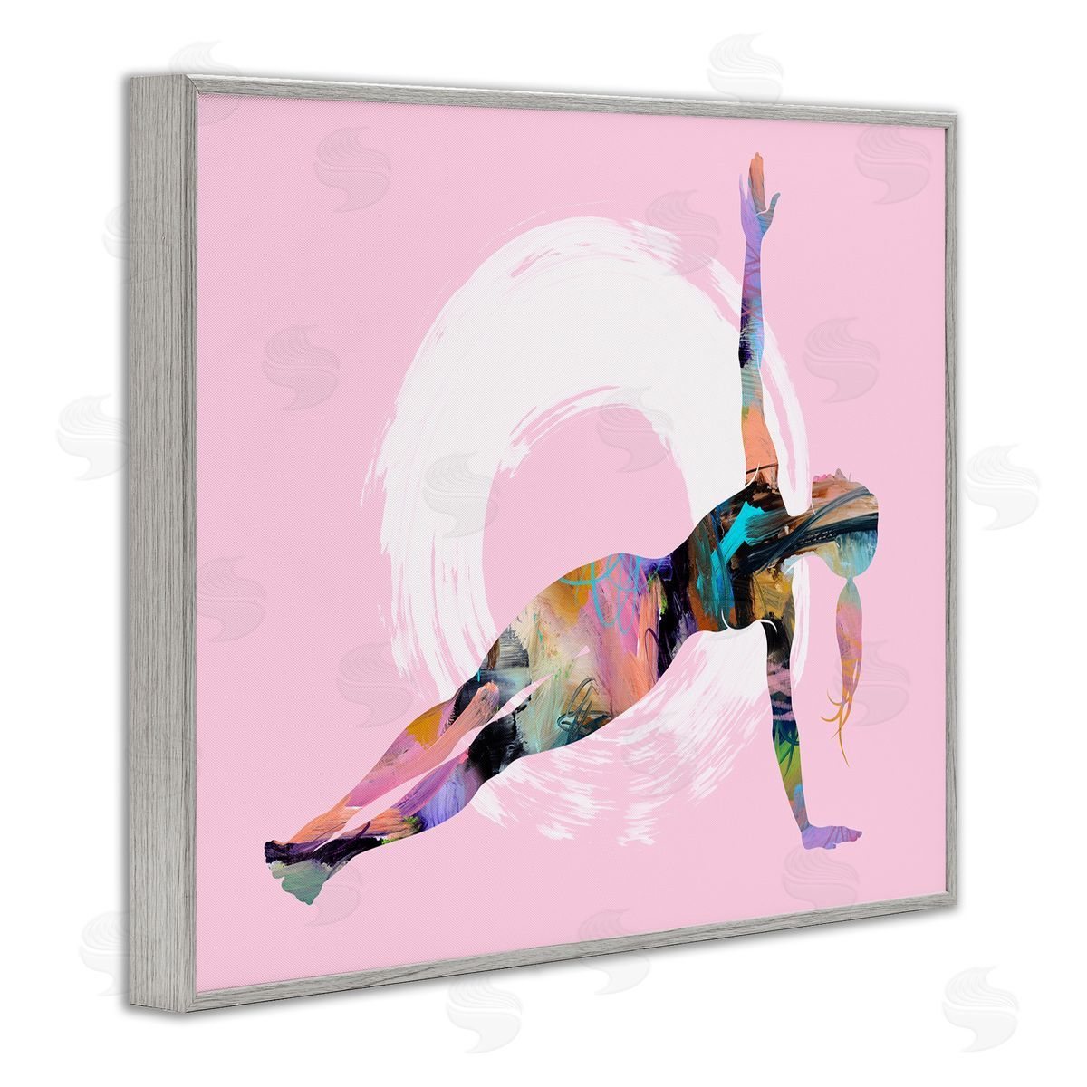Tim Parker Abstract Yoga Exercise Gray Framed Giclee Wall Art Print