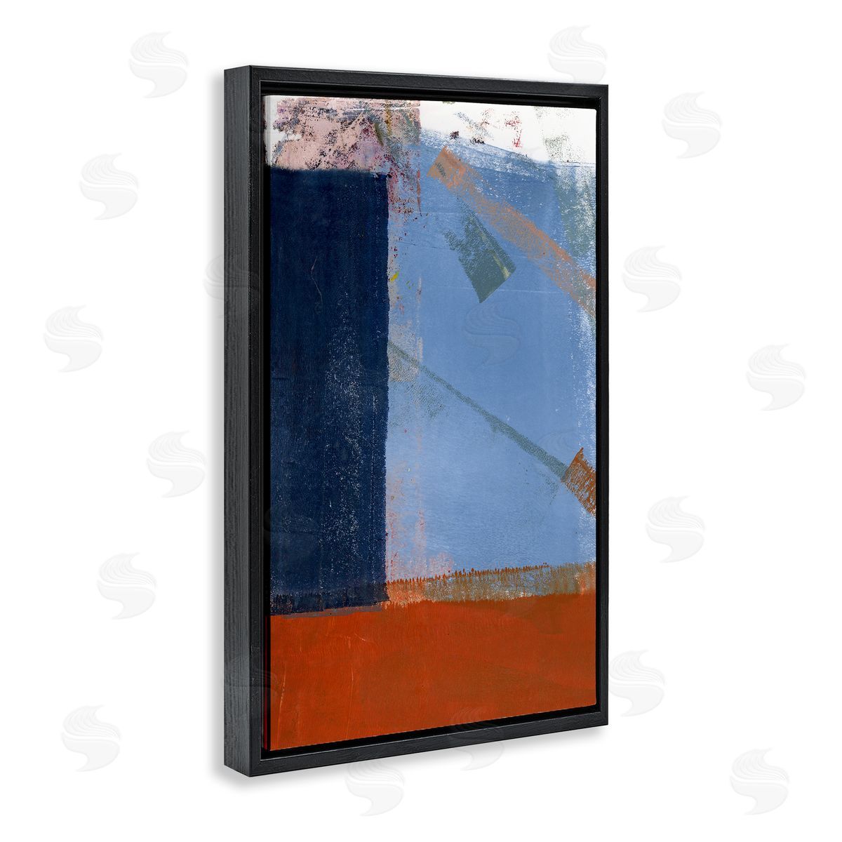 Donna Weathers Structured Shapes Abstract Black Floating Frame Canvas Wall Art Print