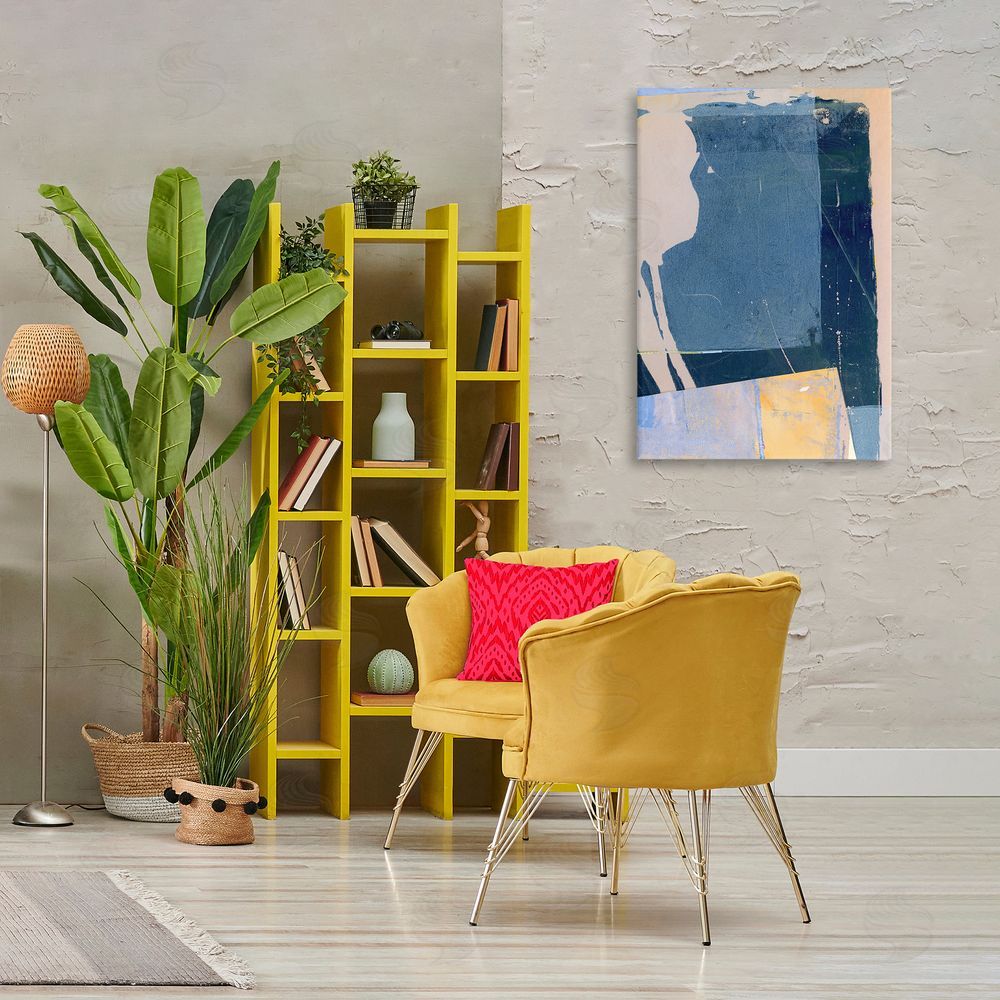 Donna Weathers Linear Distressed Shapes Canvas Wall Art Print in Room