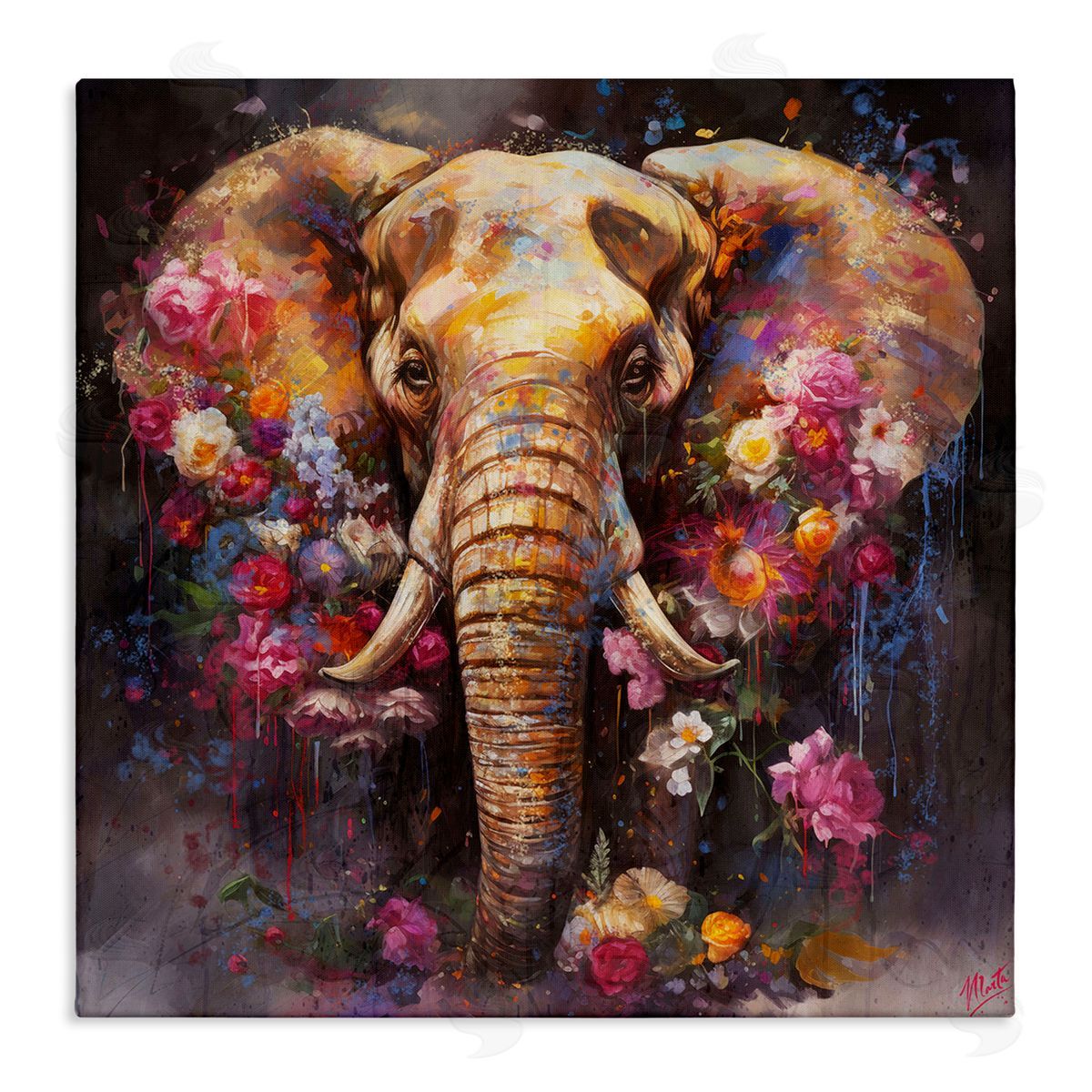 Marta Wiley Flower Swathed Elephant Canvas Wall Art Print