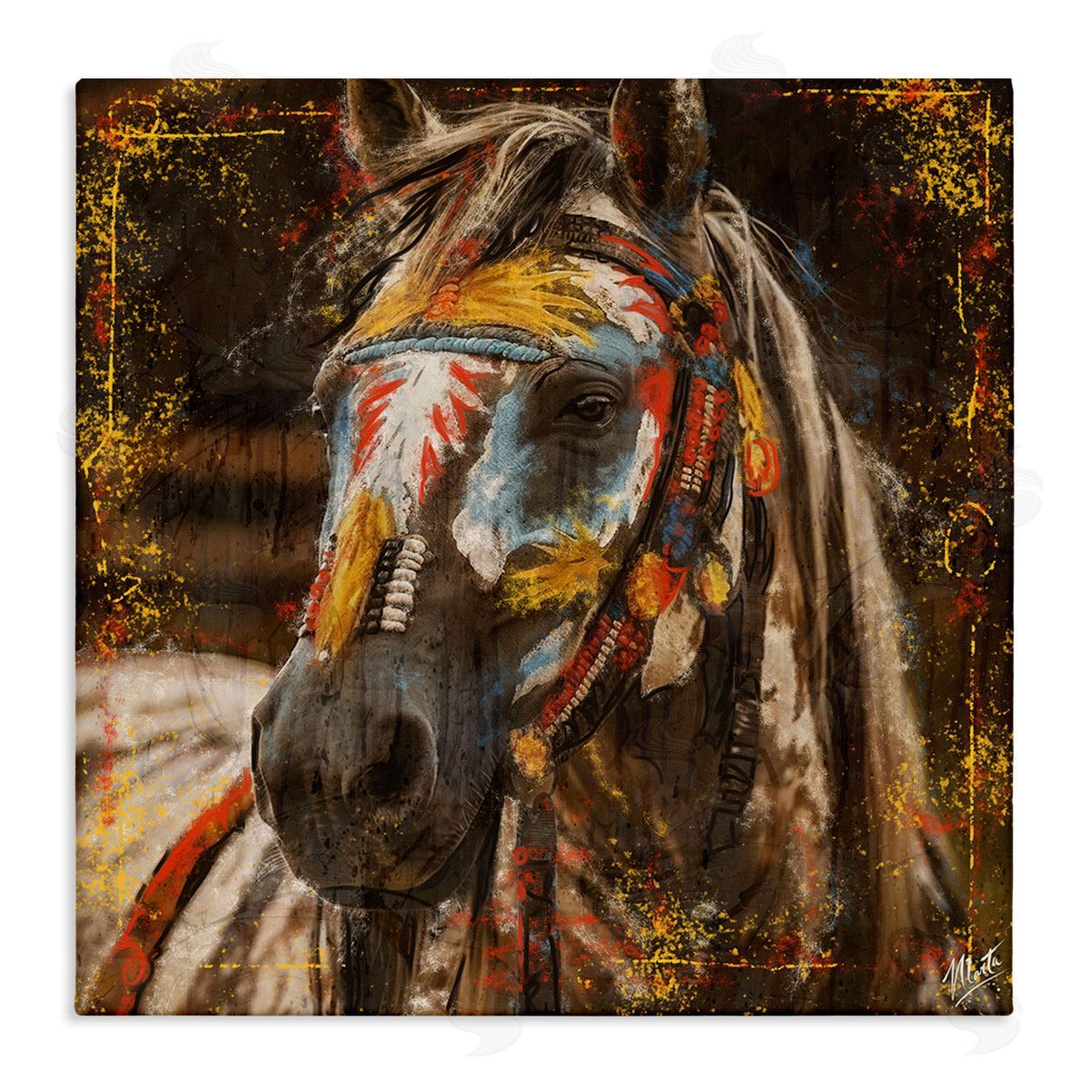 Marta Wiley Patterned Horse Visage Canvas Wall Art Print