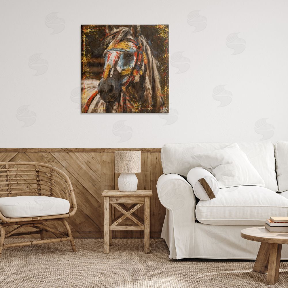 Marta Wiley Patterned Horse Visage Canvas Wall Art Print in Room
