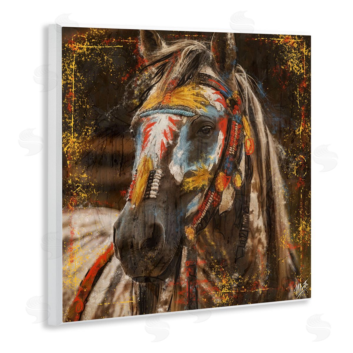 Marta Wiley Patterned Horse Visage Wooden Wall Plaque Art Print
