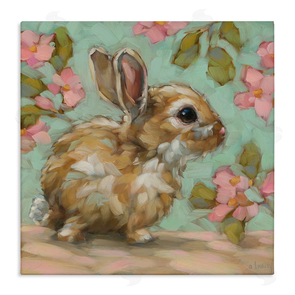 Andrea Lavery Baby Bunny & Florals Canvas Wall Art Print