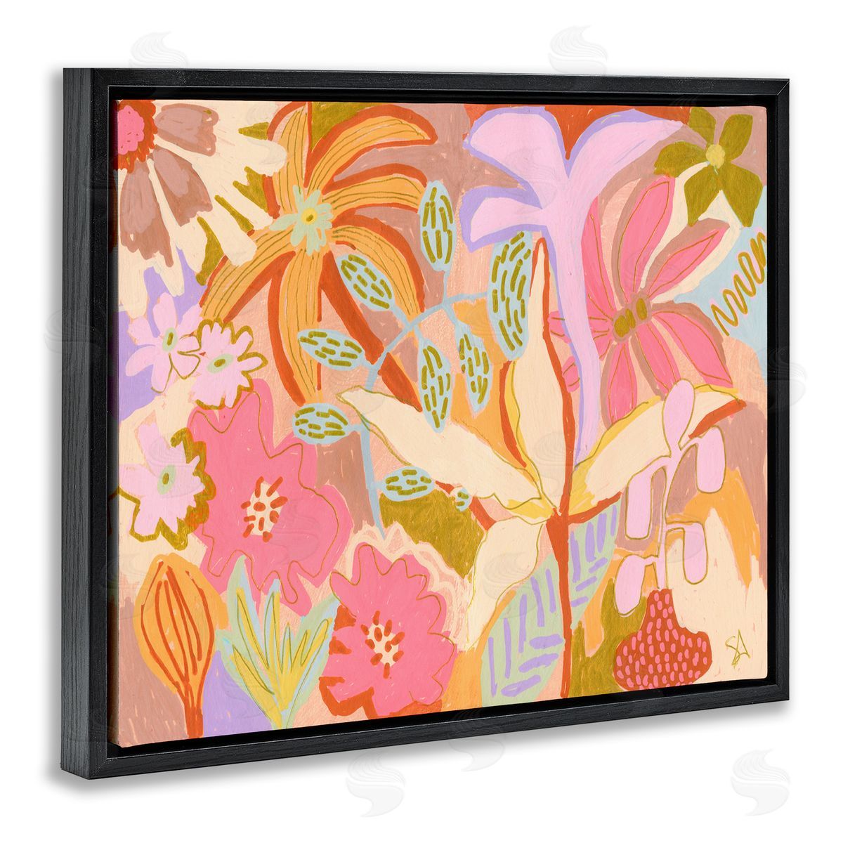 Suzanne Allard Soft Expressive Botanicals Black Floating Frame Canvas Wall Art Print