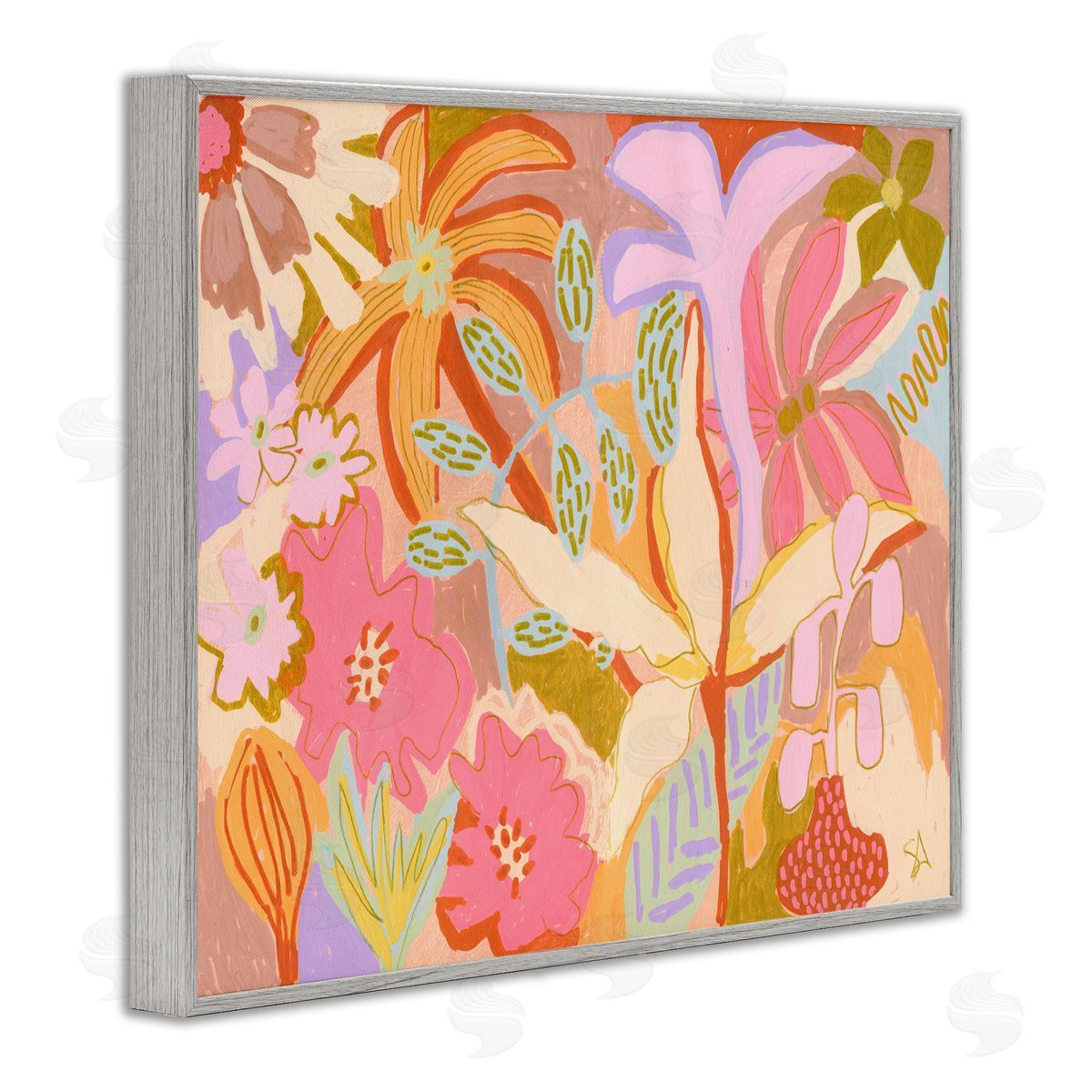 Suzanne Allard Soft Expressive Botanicals Gray Framed Giclee Wall Art Print
