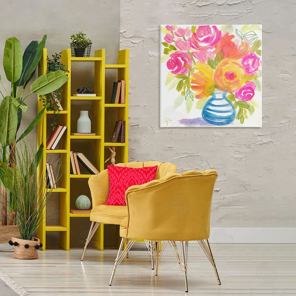 Suzanne Allard Pink & Yellow Bouquet Canvas Wall Art Print in Room