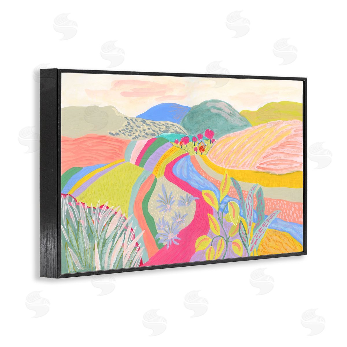 Suzanne Allard Whimsical Hued Farmland Black Framed Giclee Wall Art Print