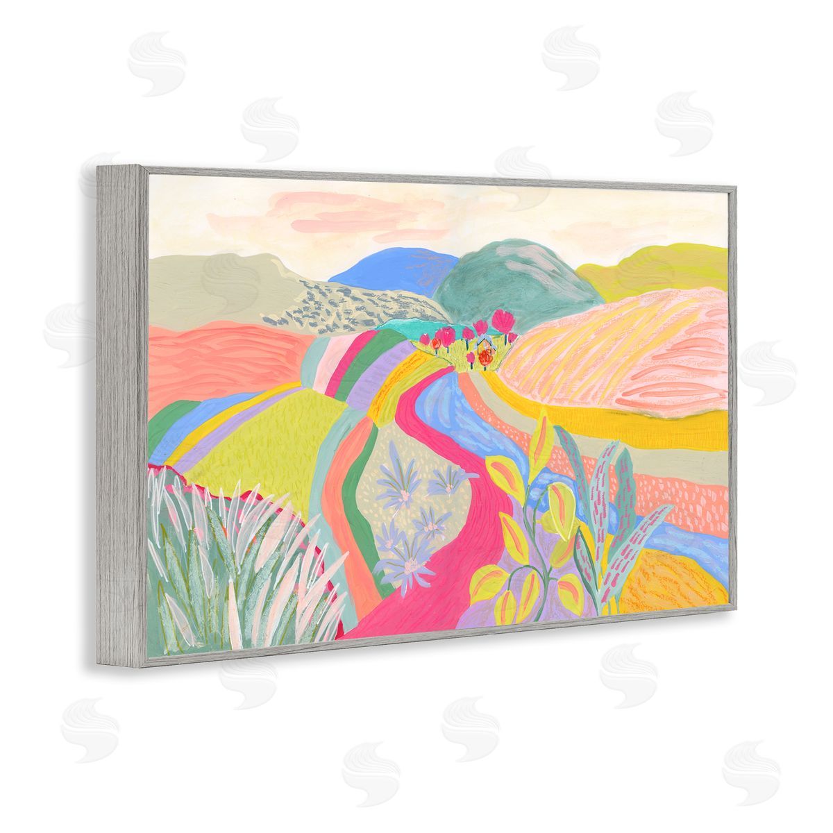 Suzanne Allard Whimsical Hued Farmland Gray Framed Giclee Wall Art Print