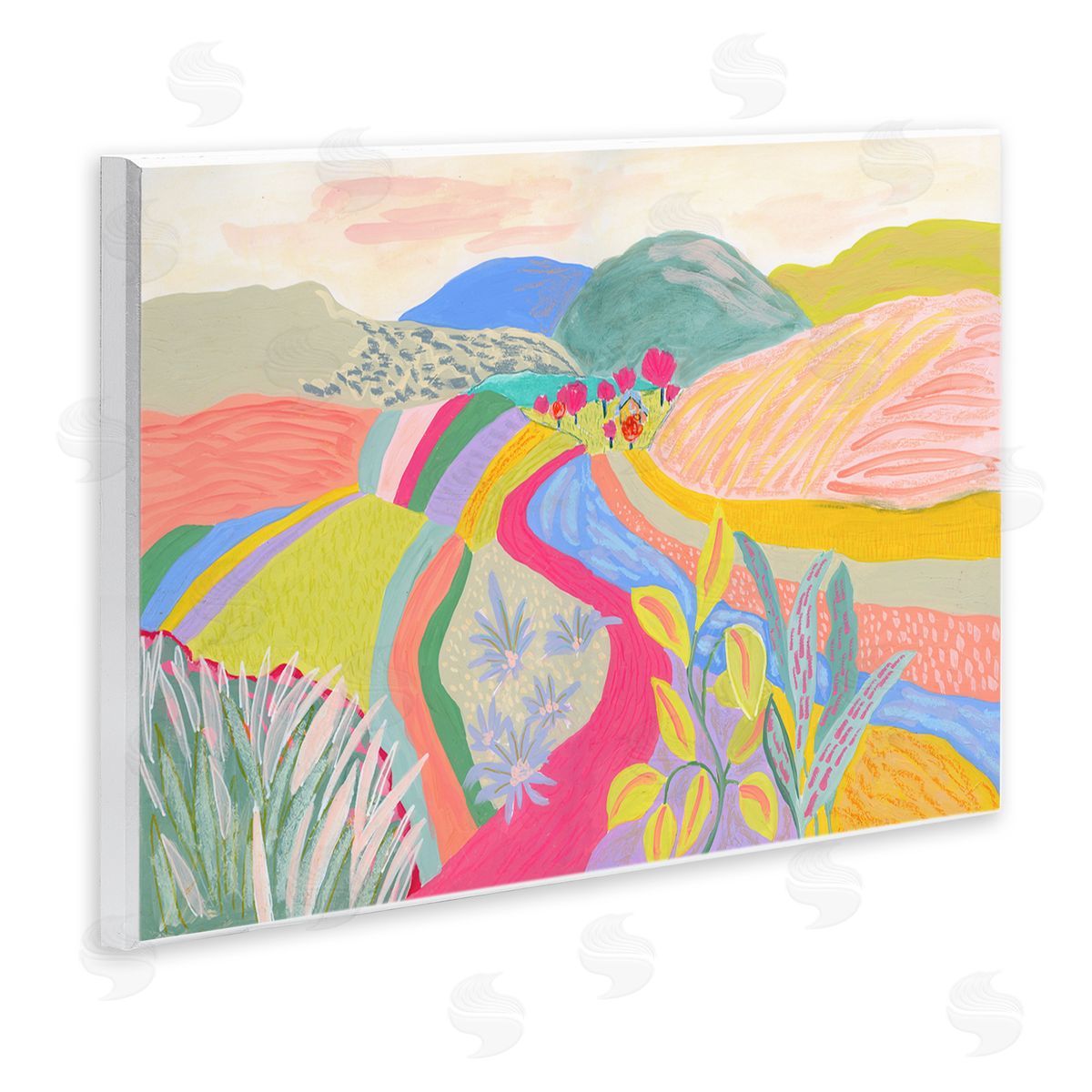Suzanne Allard Whimsical Hued Farmland Wooden Wall Plaque Art Print