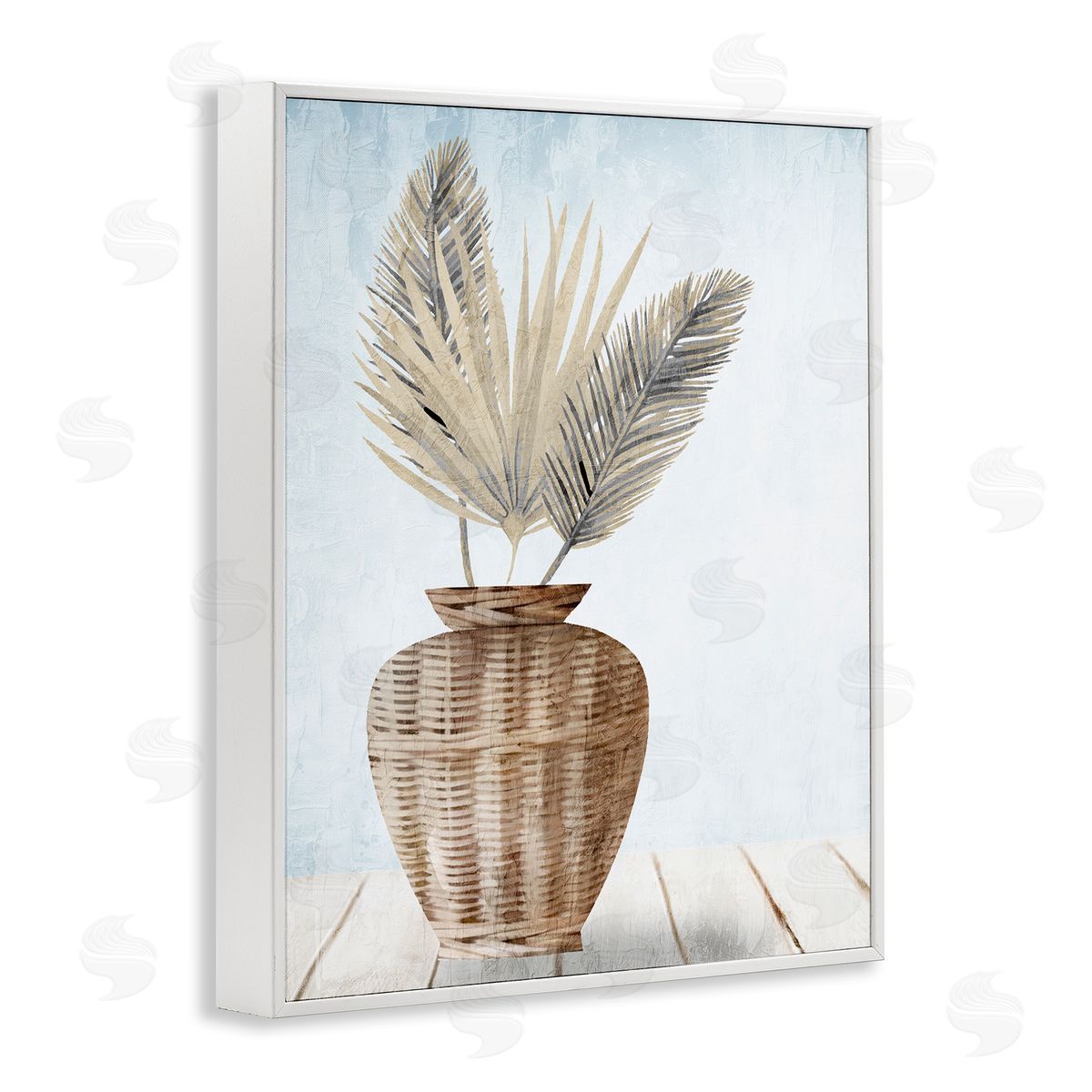 Kim Allen Fan Plant Leaves White Framed Giclee Wall Art Print
