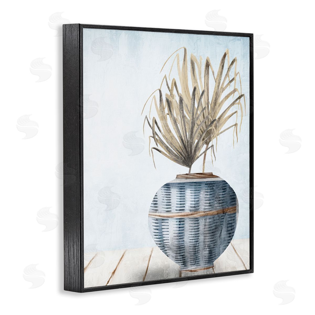 Kim Allen Plant in Woven Vase Black Framed Giclee Wall Art Print