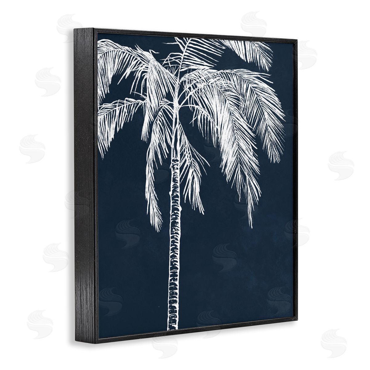 Leah Noel Art White Outline Palm Tree Black Framed Giclee Wall Art Print