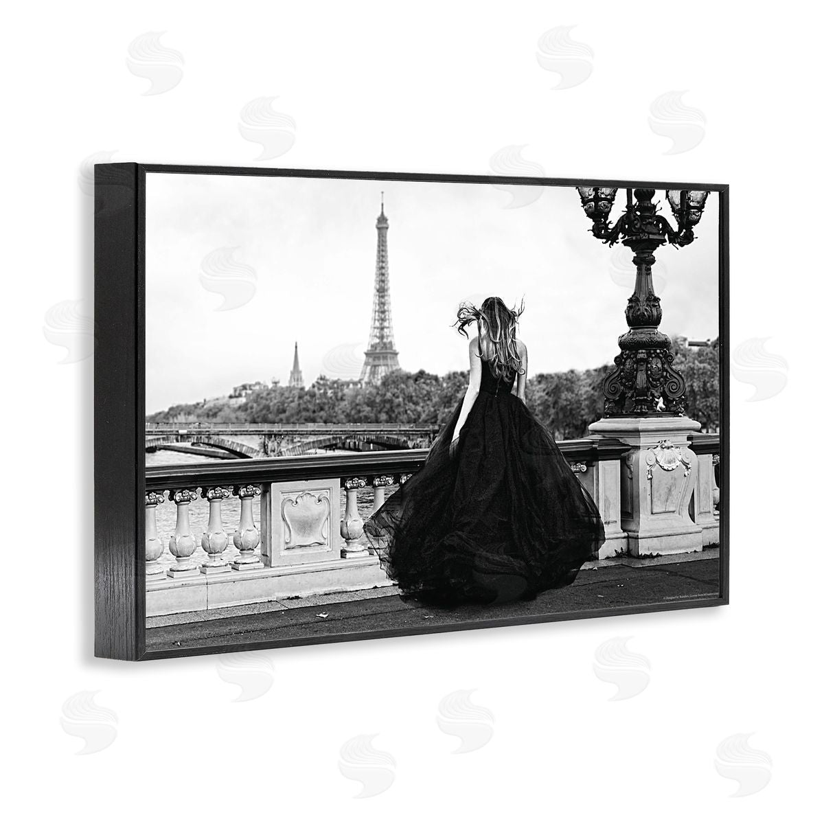 Reinders Girl in Gown Cityscape Black Framed Giclee Wall Art Print