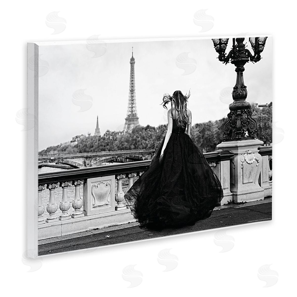 Reinders Girl in Gown Cityscape Wooden Wall Plaque Art Print