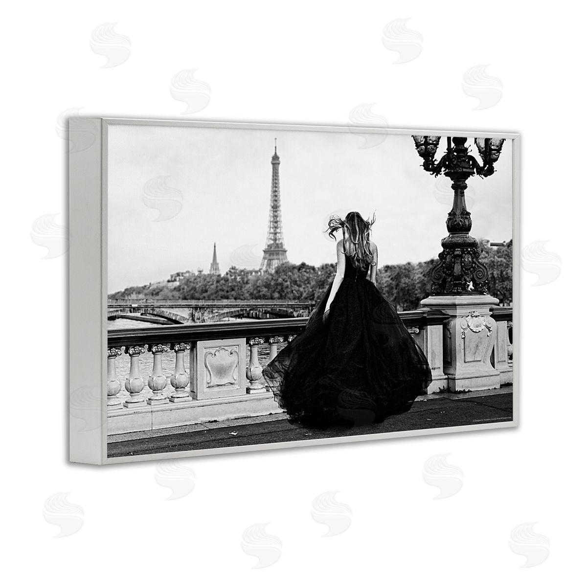 Reinders Girl in Gown Cityscape White Framed Giclee Wall Art Print