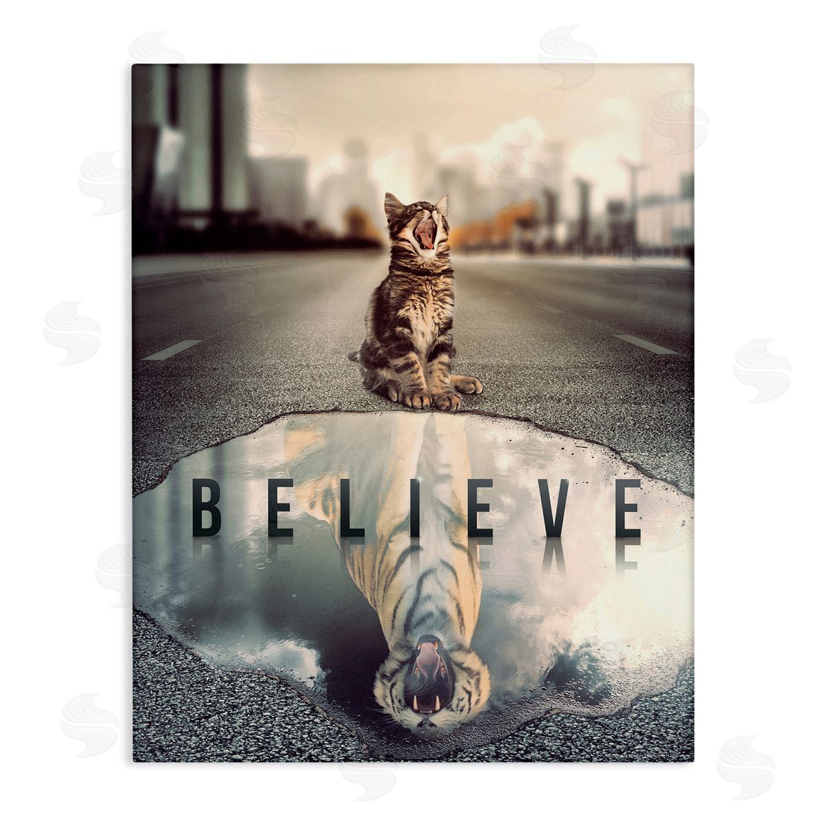 Reinders Believe Cat & Tiger Canvas Wall Art Print