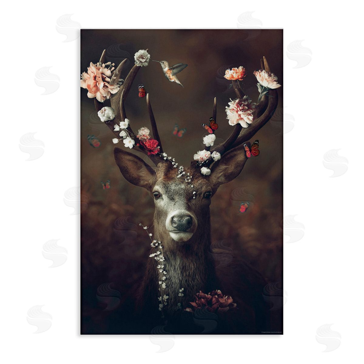 Reinders Flower Bedecked Antlers Canvas Wall Art Print