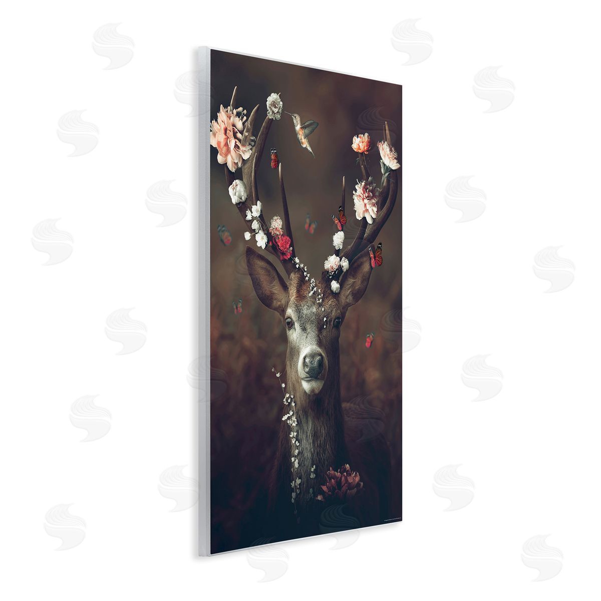 Reinders Flower Bedecked Antlers Wooden Wall Plaque Art Print