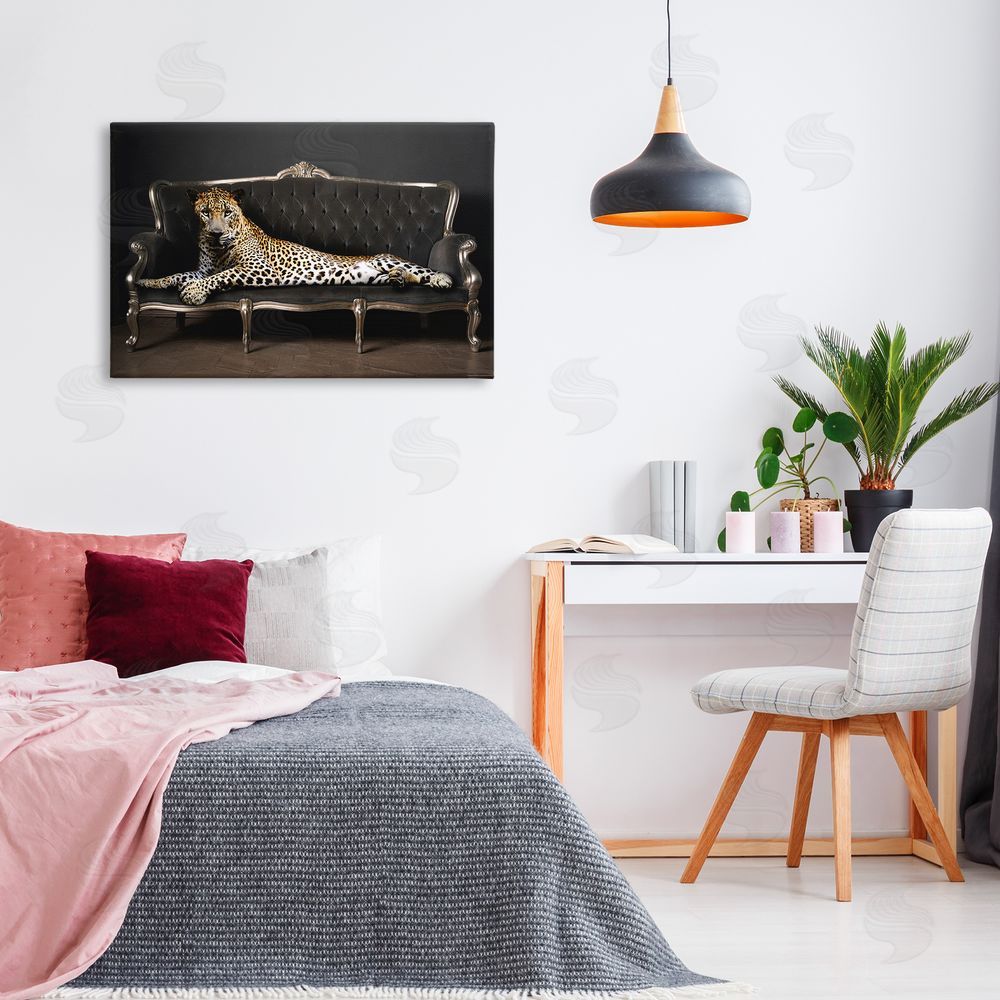 Reinders Cheetah Sprawled on Couch Canvas Wall Art Print in Room