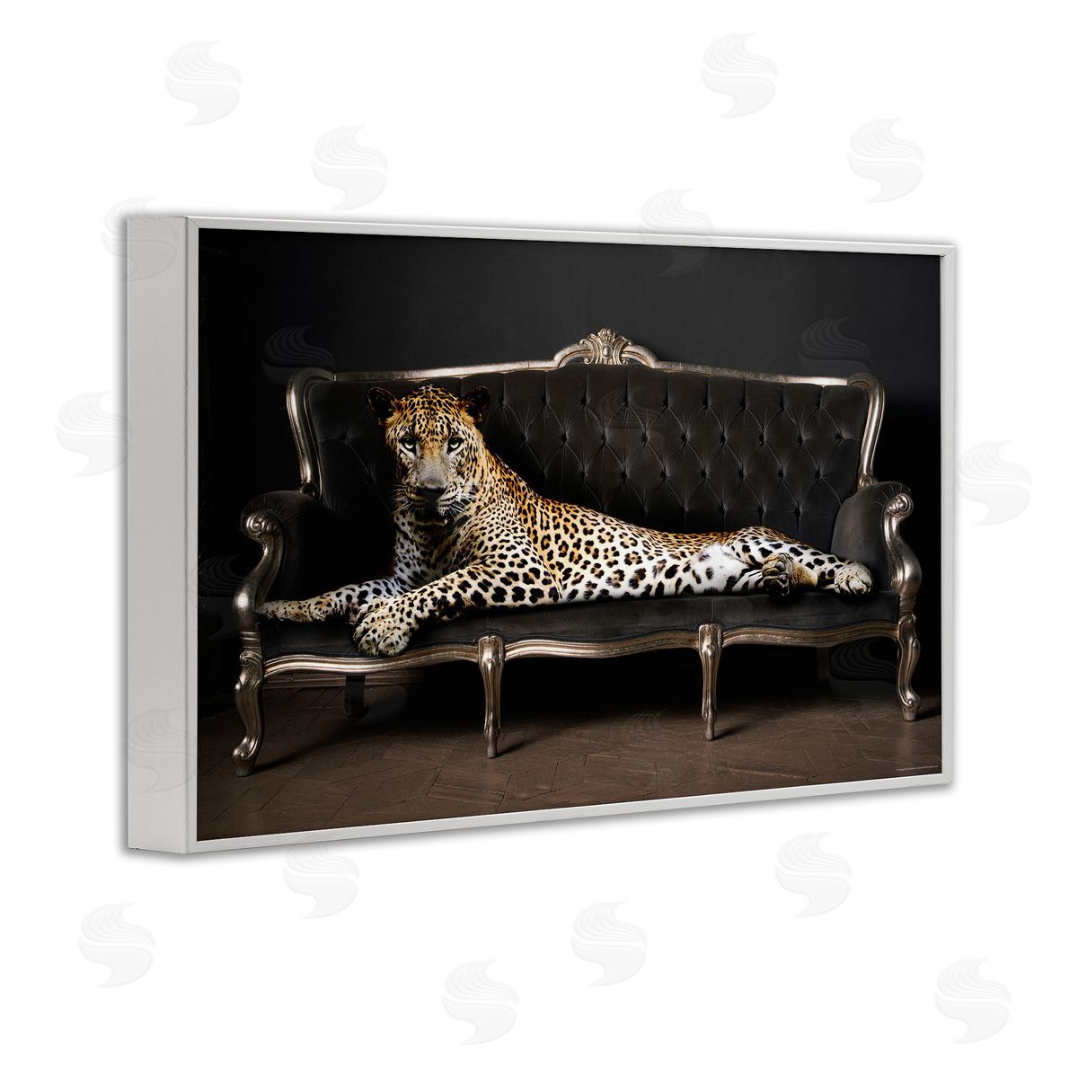 Reinders Cheetah Sprawled on Couch White Framed Giclee Wall Art Print