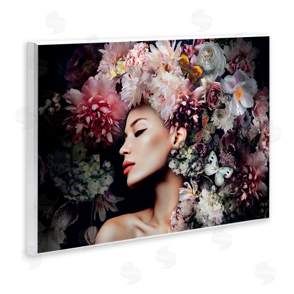 Reinders Nature Florals Female Portrait Wooden Wall Plaque Art Print