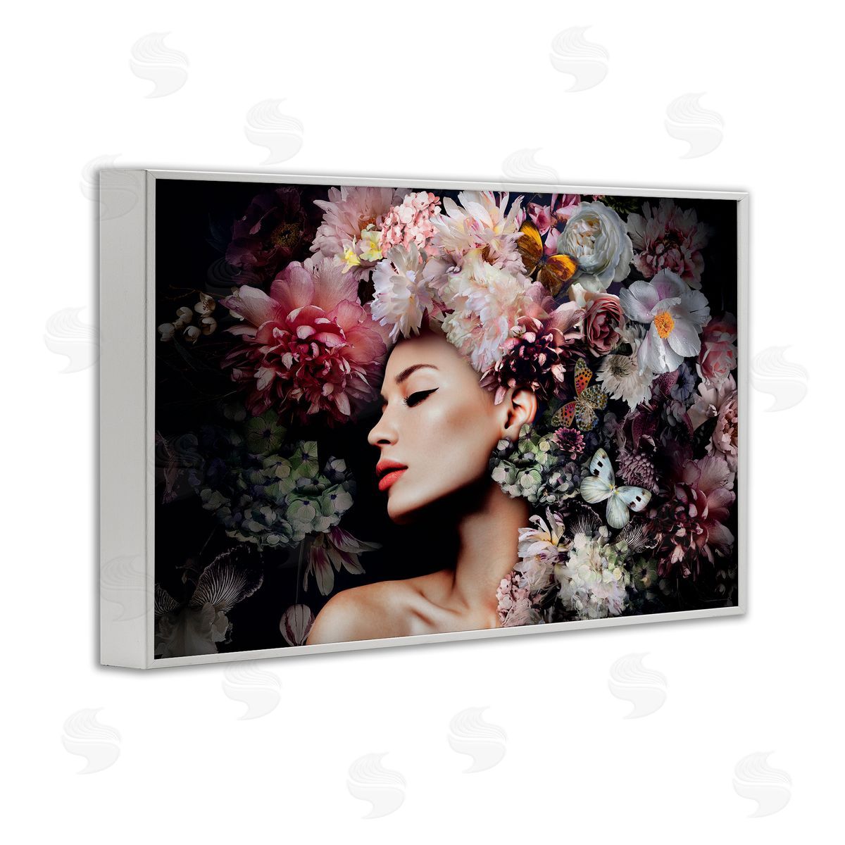 Reinders Nature Florals Female Portrait White Framed Giclee Wall Art Print