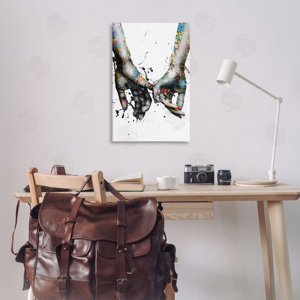 Reinders Modern Splash Hand Holding Canvas Wall Art Print in Room
