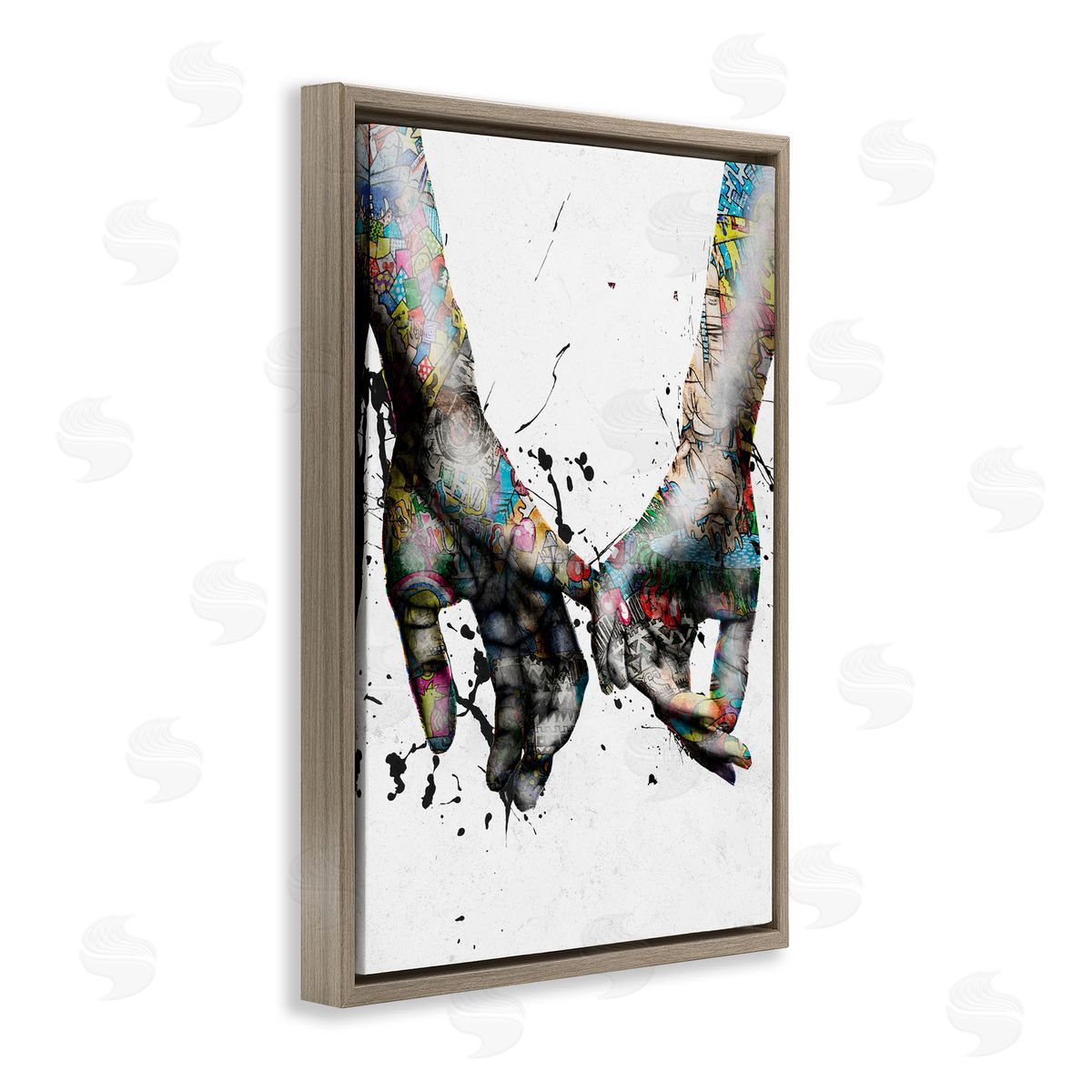 Reinders Modern Splash Hand Holding Brown Floating Frame Canvas Wall Art Print