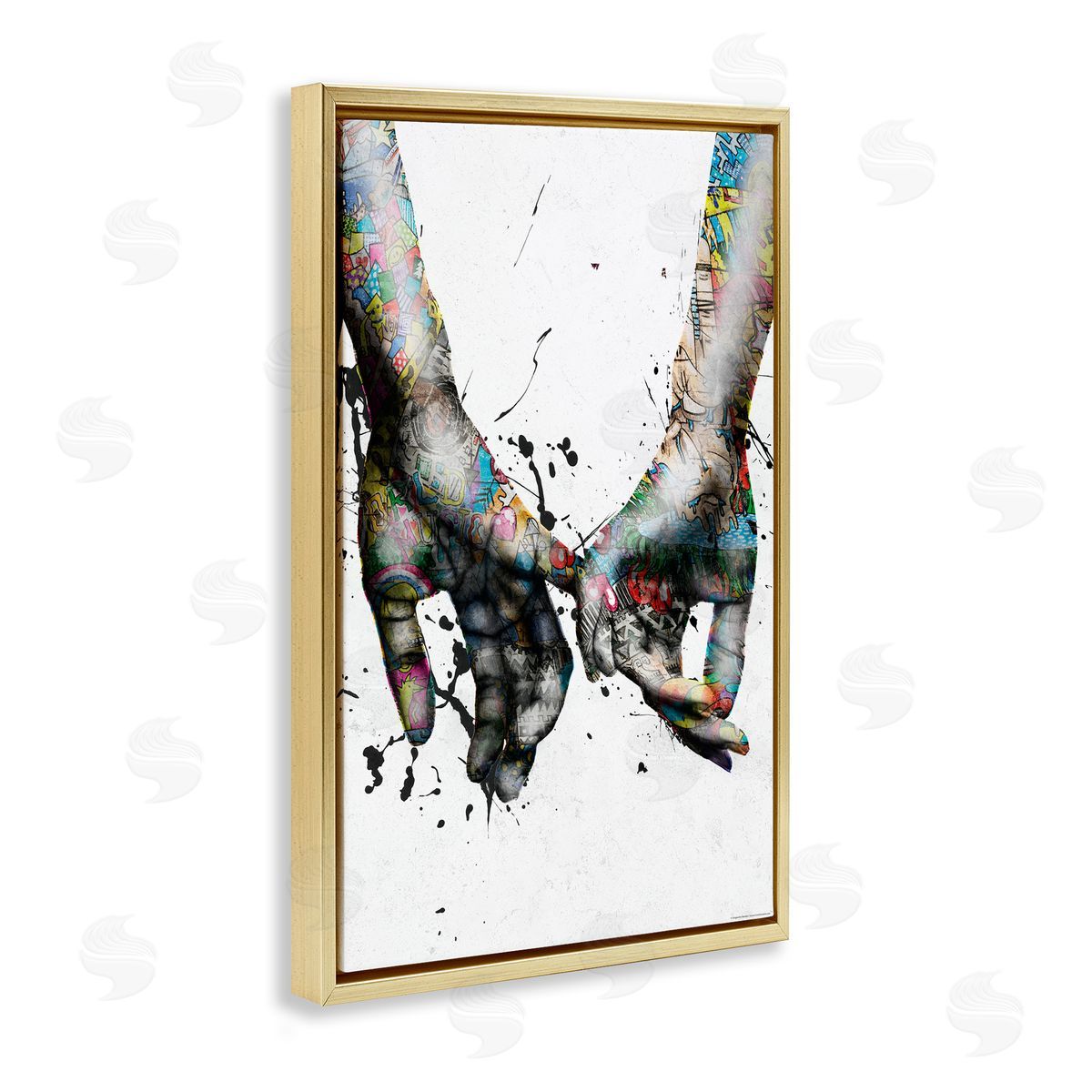 Reinders Modern Splash Hand Holding Gold Floating Frame Canvas Wall Art Print
