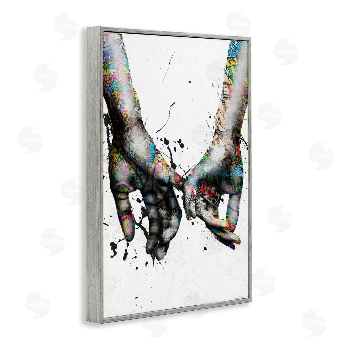 Reinders Modern Splash Hand Holding Gray Framed Giclee Wall Art Print