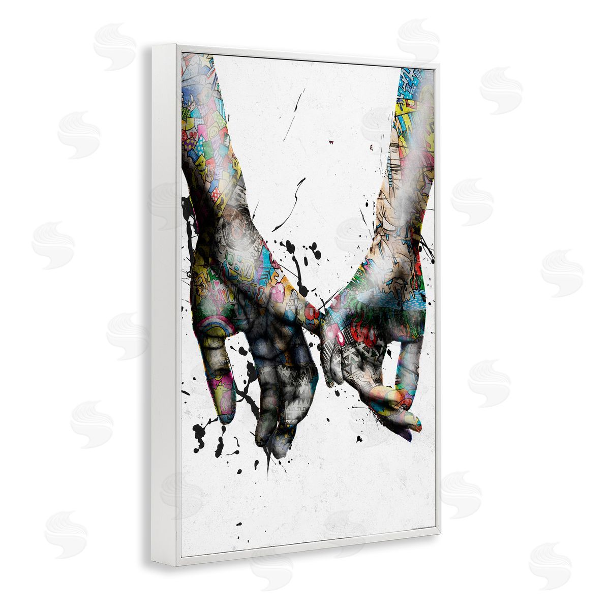 Reinders Modern Splash Hand Holding White Framed Giclee Wall Art Print