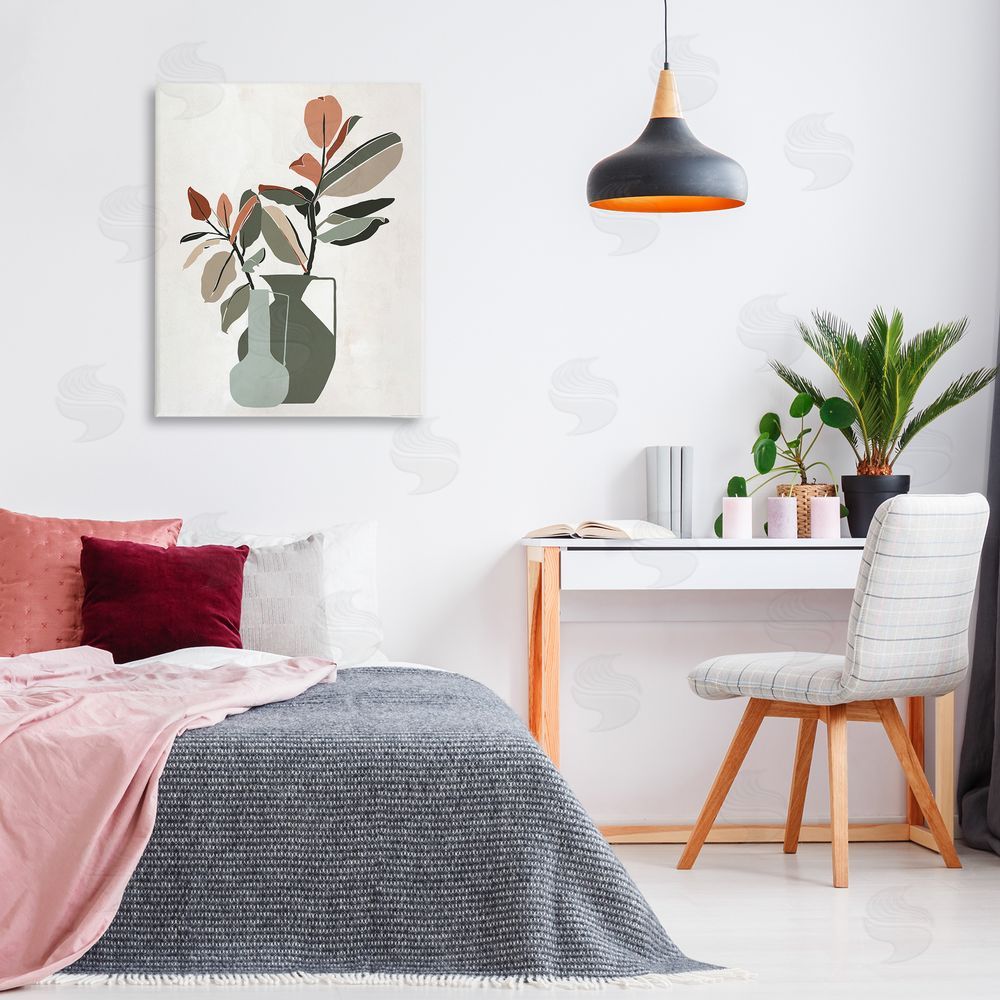 Reinders Green Neutral Palette Plants Canvas Wall Art Print in Room