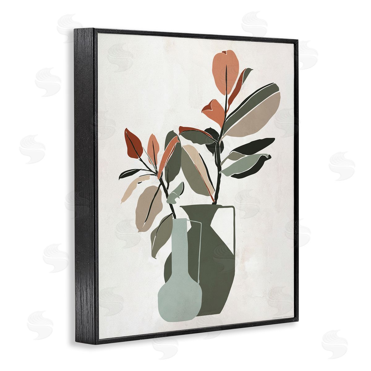Reinders Green Neutral Palette Plants Black Framed Giclee Wall Art Print