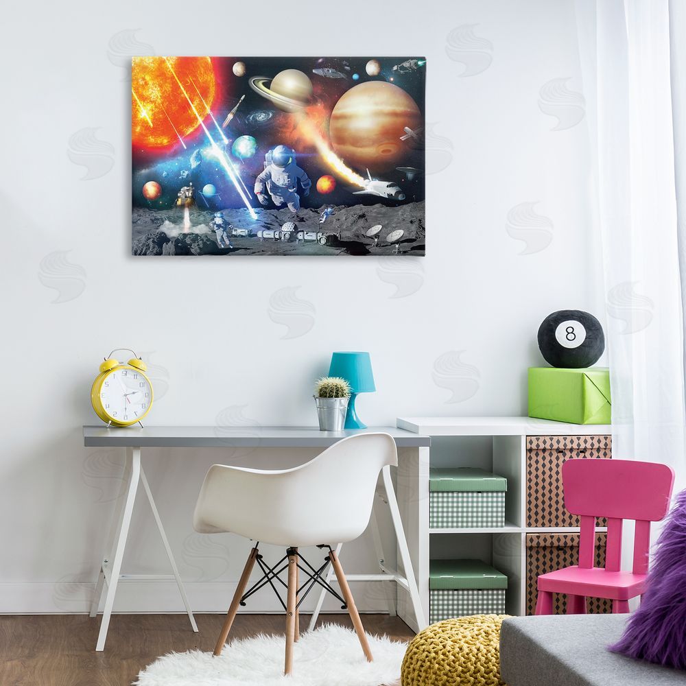 Reinders Space & Astronauts Collage Canvas Wall Art Print in Room