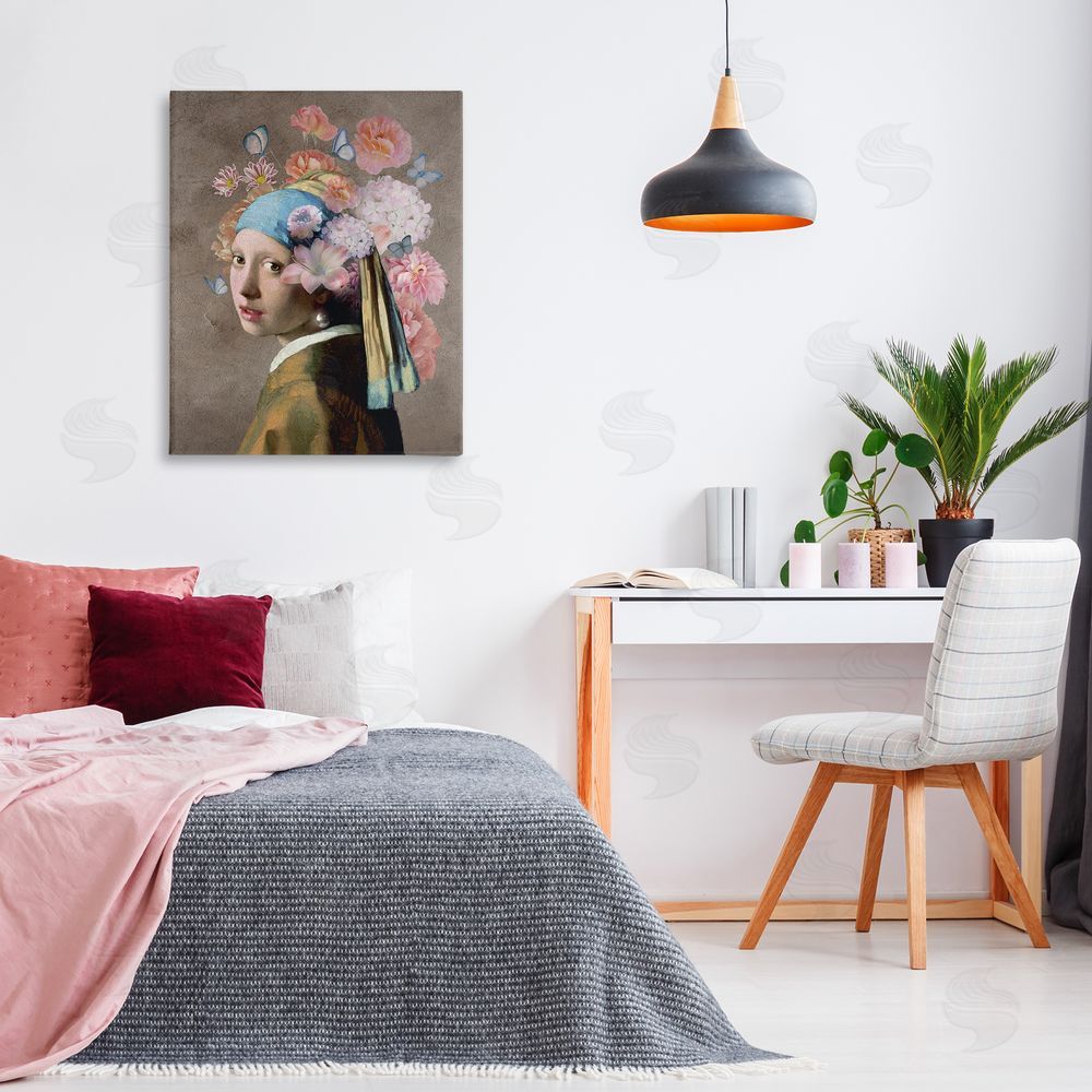 Reinders Classic Portrait with Flowers Canvas Wall Art Print in Room