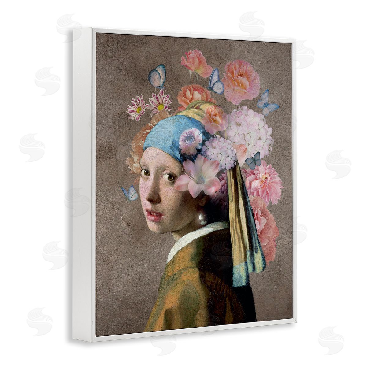 Reinders Classic Portrait with Flowers White Framed Giclee Wall Art Print