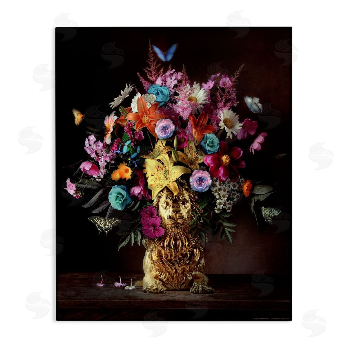 Reinders Bouquet in Dog Vase Canvas Wall Art Print