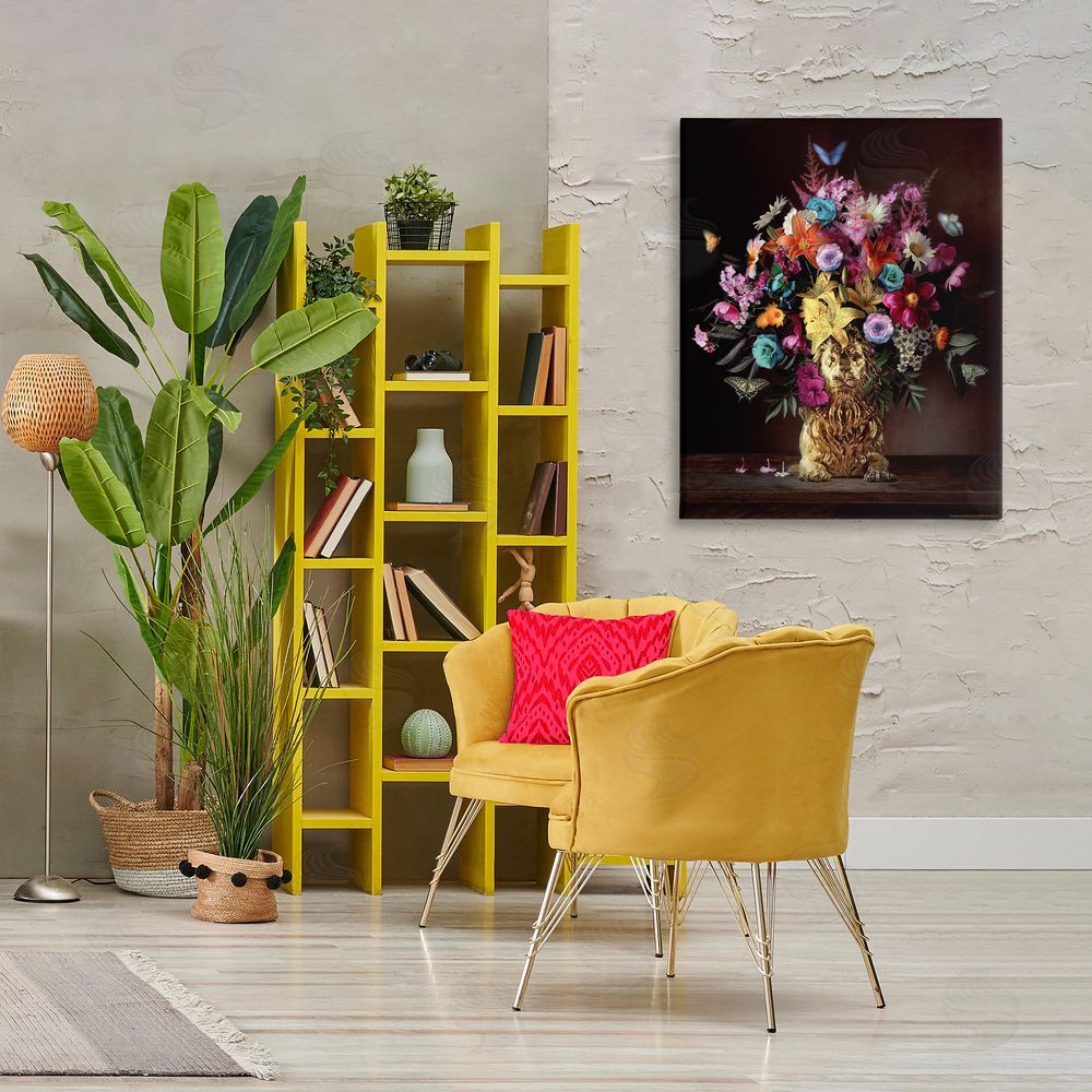 Reinders Bouquet in Dog Vase Canvas Wall Art Print in Room
