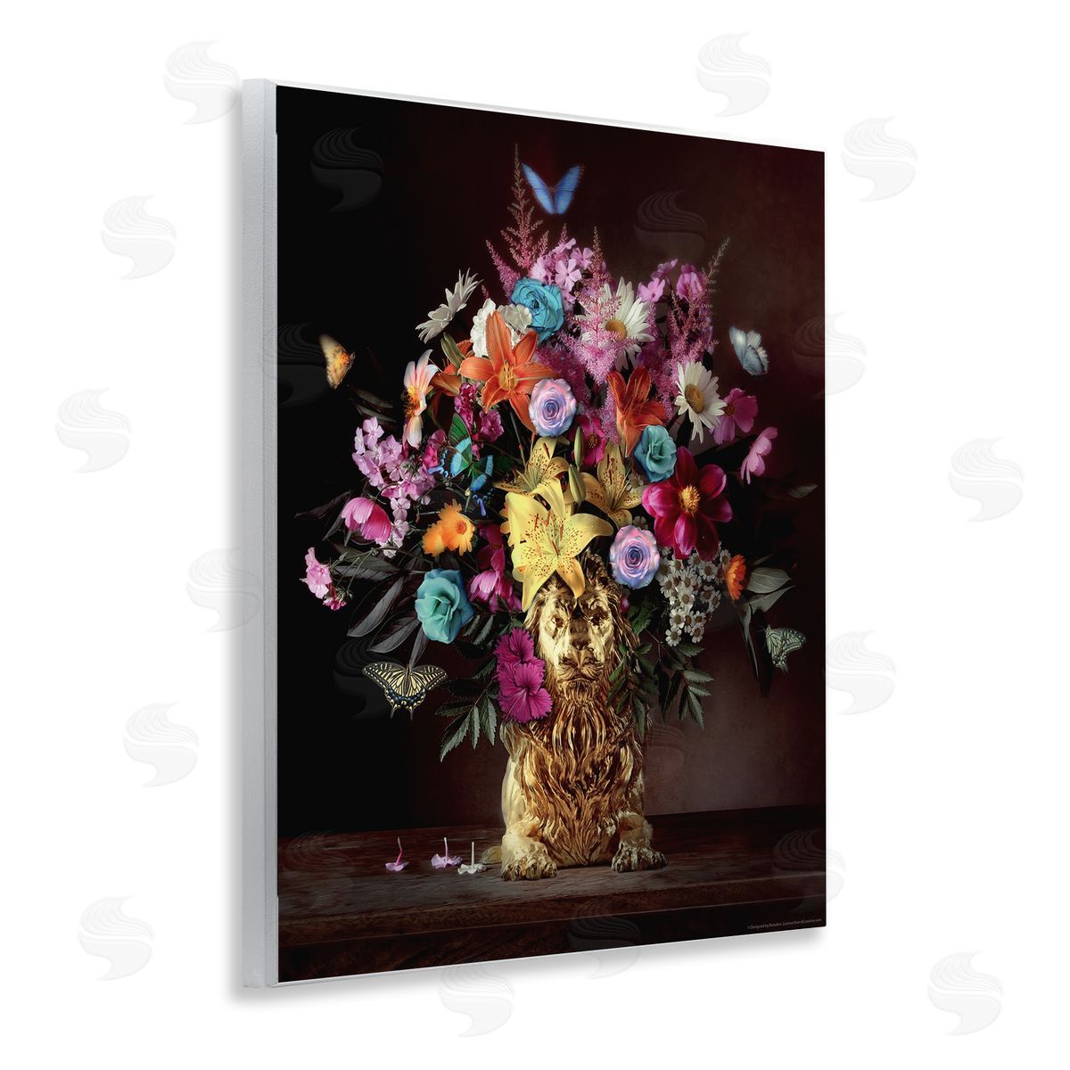 Reinders Bouquet in Dog Vase Wooden Wall Plaque Art Print